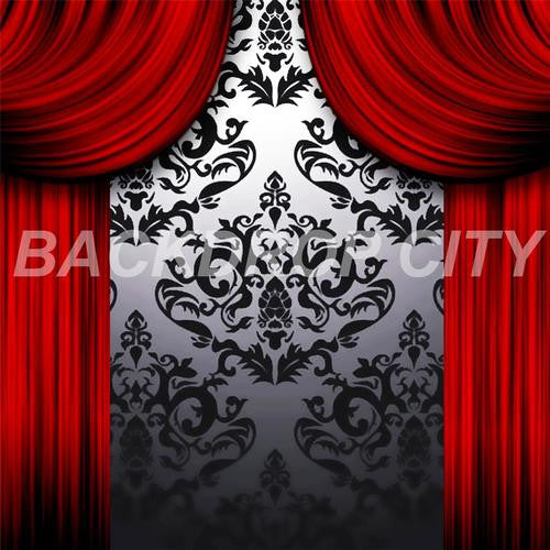 Red Drapes Computer-Printed Backdrop - Backdrop City