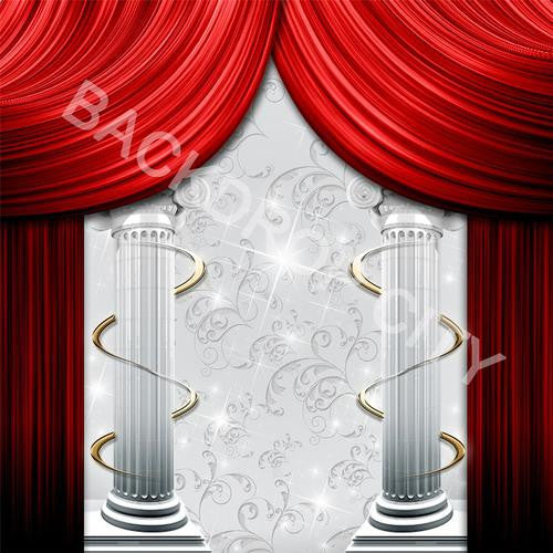 Curtains-Columns Computer Printed Backdrop - Backdrop City